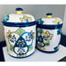 (2) ALBA MEXICO HANDPAINTED MEXICAN POTTERY JAR/CANISTERS W/ LID FLORAL W/GLAZE