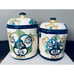 (2) ALBA MEXICO HANDPAINTED MEXICAN POTTERY JAR/CANISTERS W/ LID FLORAL W/GLAZE