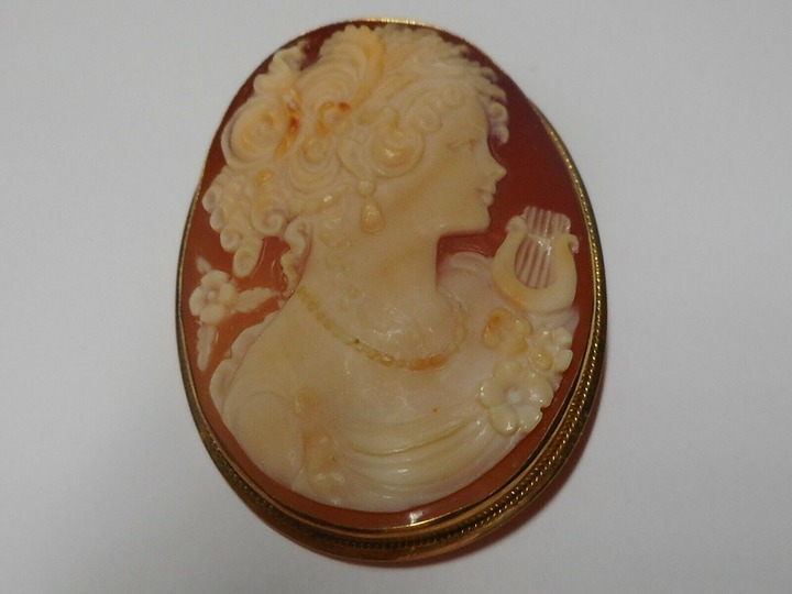 18k Italian Helmet Shell Pendant Brooch/Pin