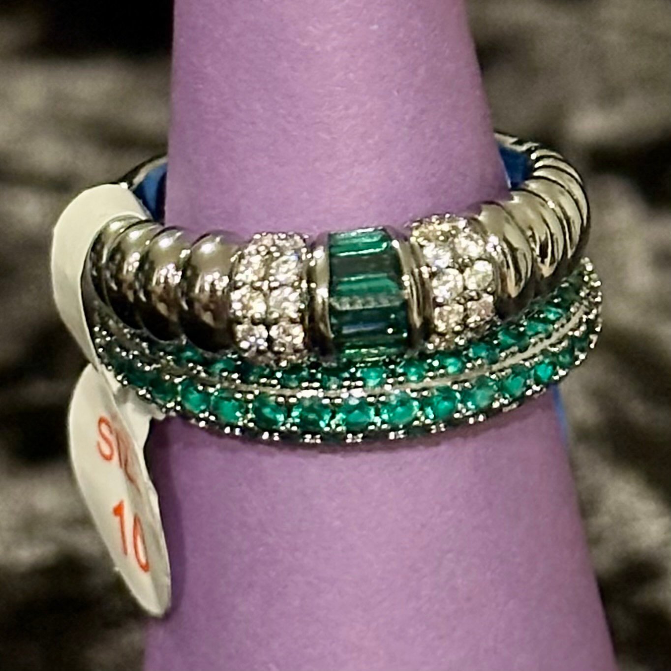Bomb Party May 2025 2 band Rings RG26524 “Evergreen” Size 10 Hematite