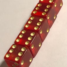Old cherry translucent bakelite 5 dice 050823@