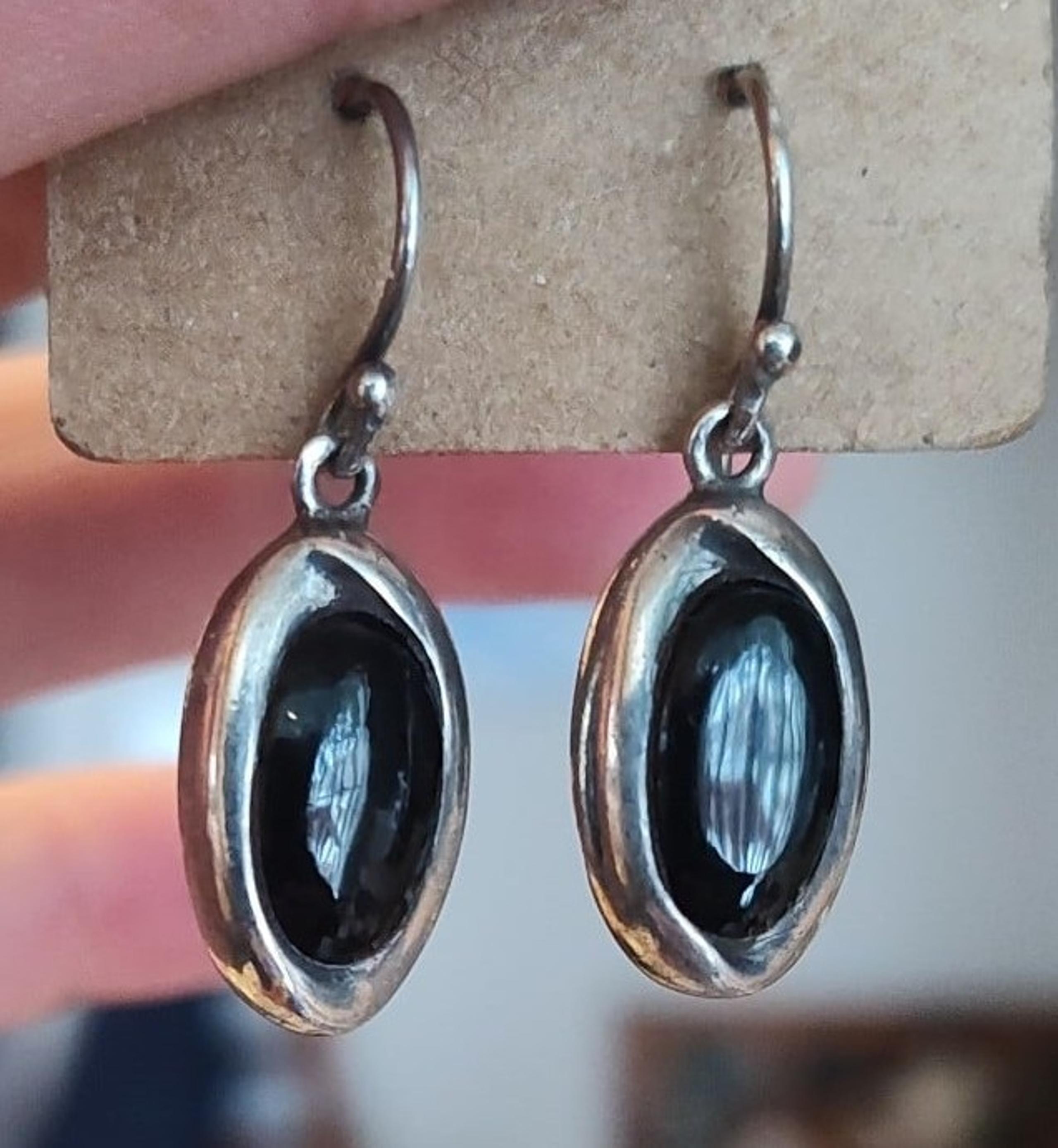 Vintage Sterling Silver Barse Onyx Earrings