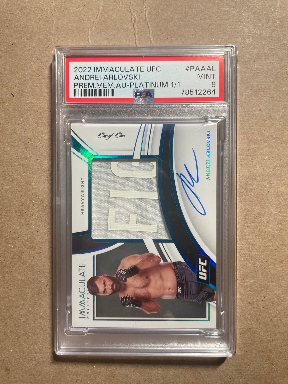 2022 immaculate ufc andrei arlovski 1/1 patch auto on card pa-aal PSA 9 MINT
