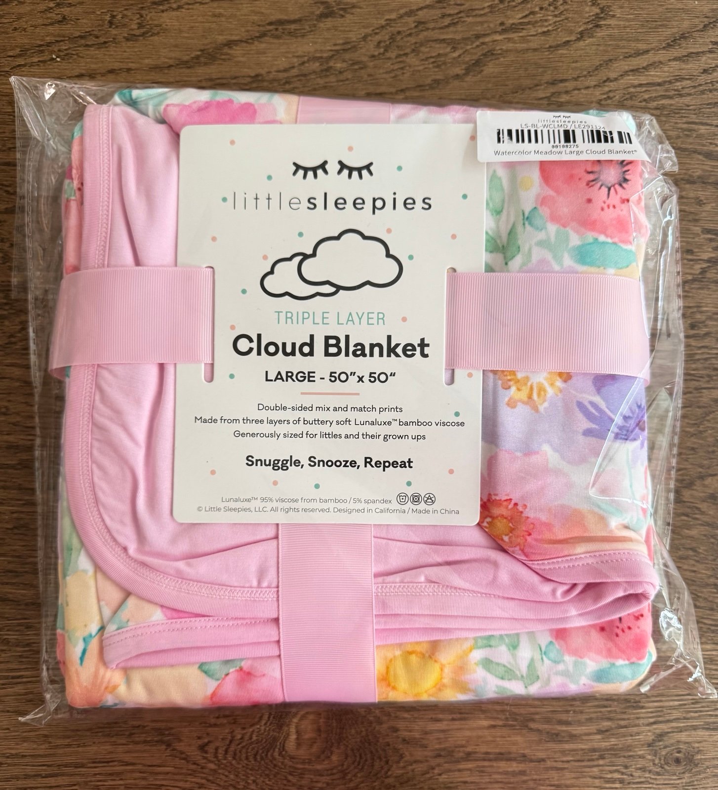 Little Sleepies Watercolor Meadow Large Cloud Blanket NIB