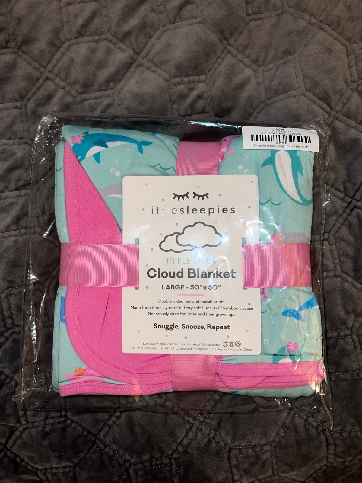 Little Sleepies dolphin dance cloud blanket