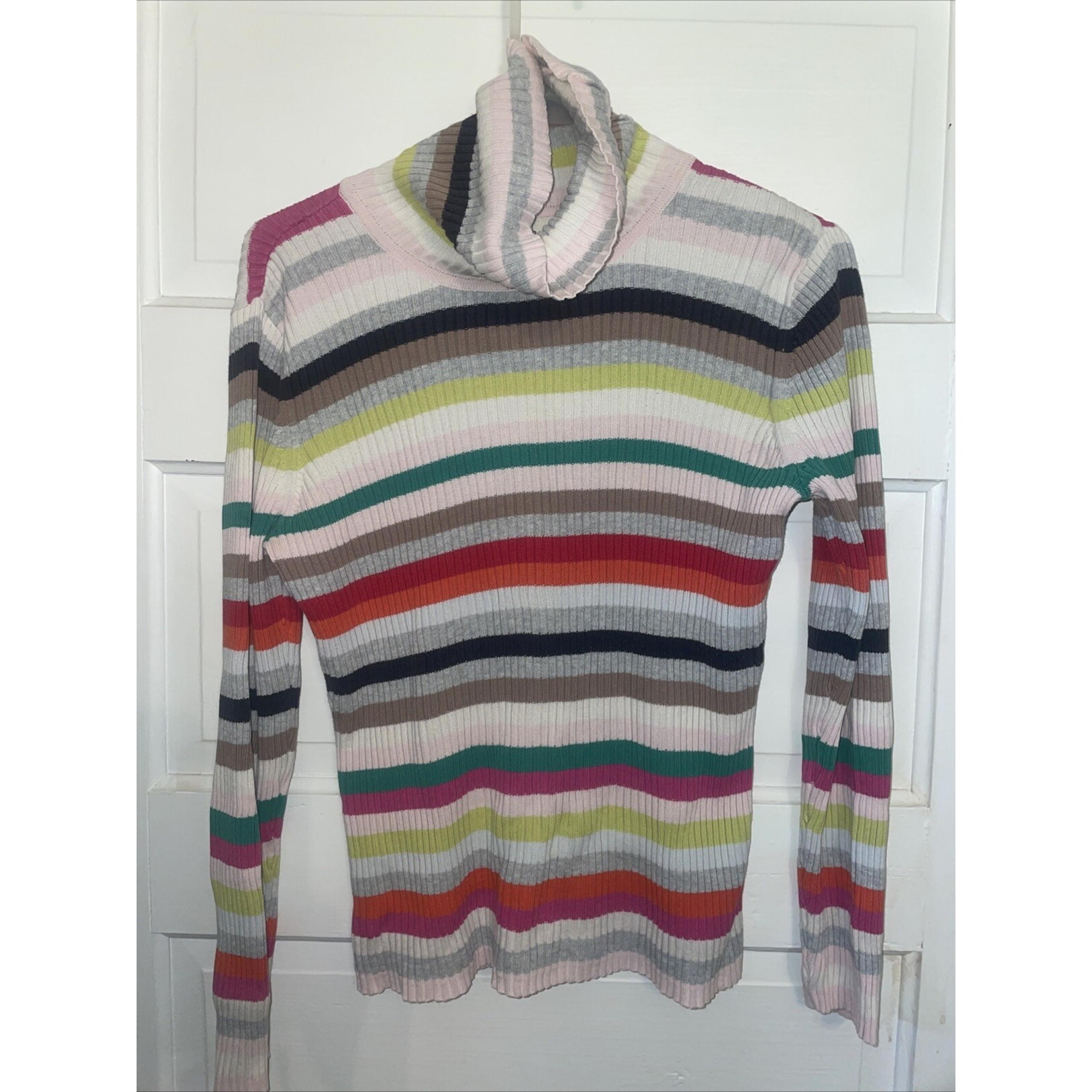 St Johns Bay Y2K Striped Fitted Turtle Neck Small