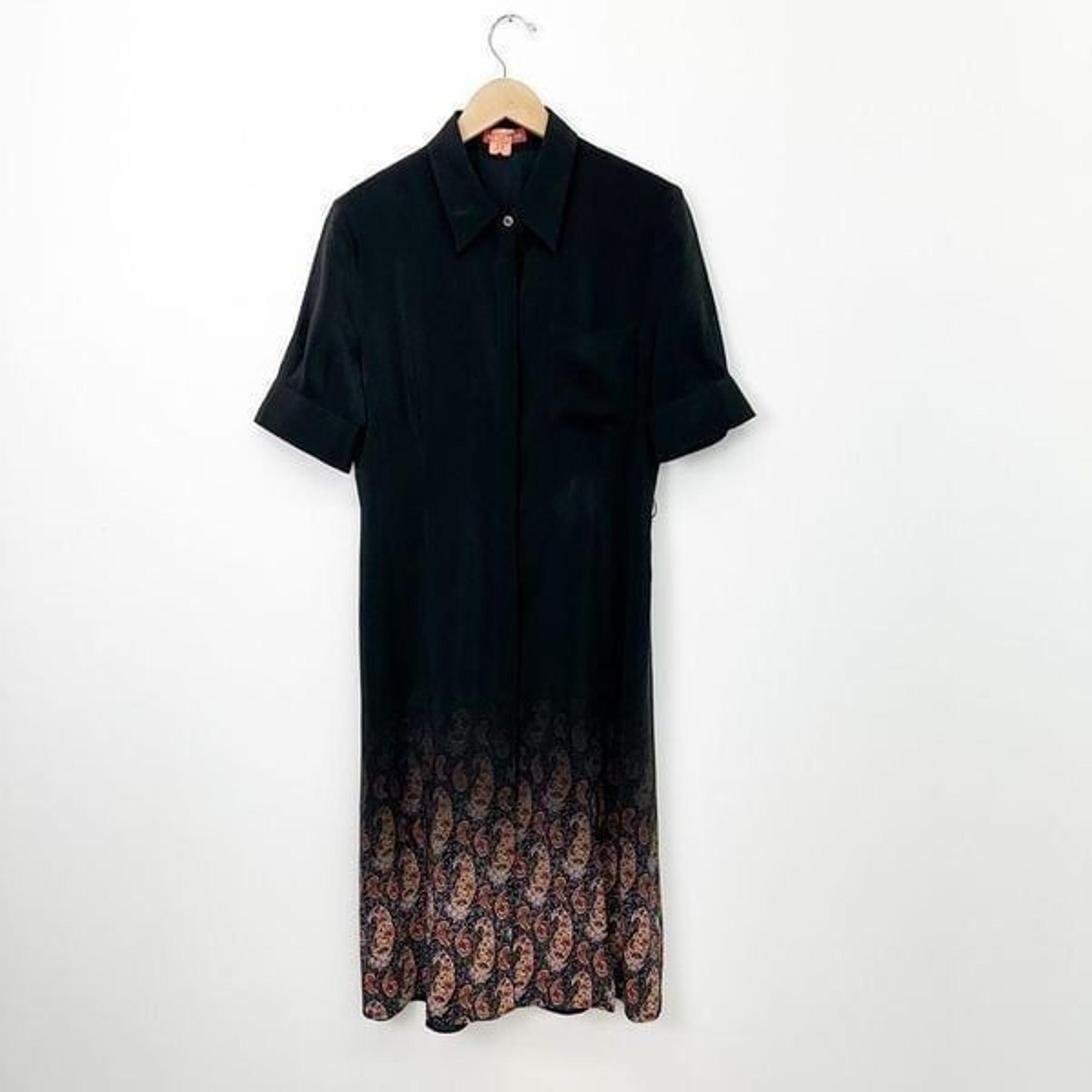 Altuzarra Women’s Black Silk Printed Orange Multicolored Ombre Print Shortsleeve