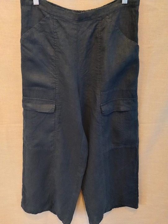 Vintage Flax 100% Linen Wide Leg Cropped Pants Sz M