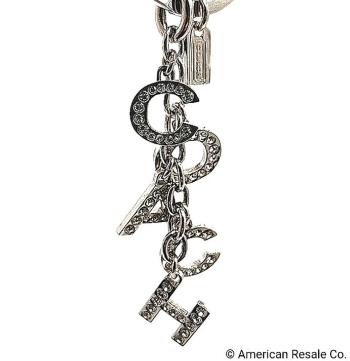 COACH Pave Diamond Crystal multi charm letters keychain fob purse charm