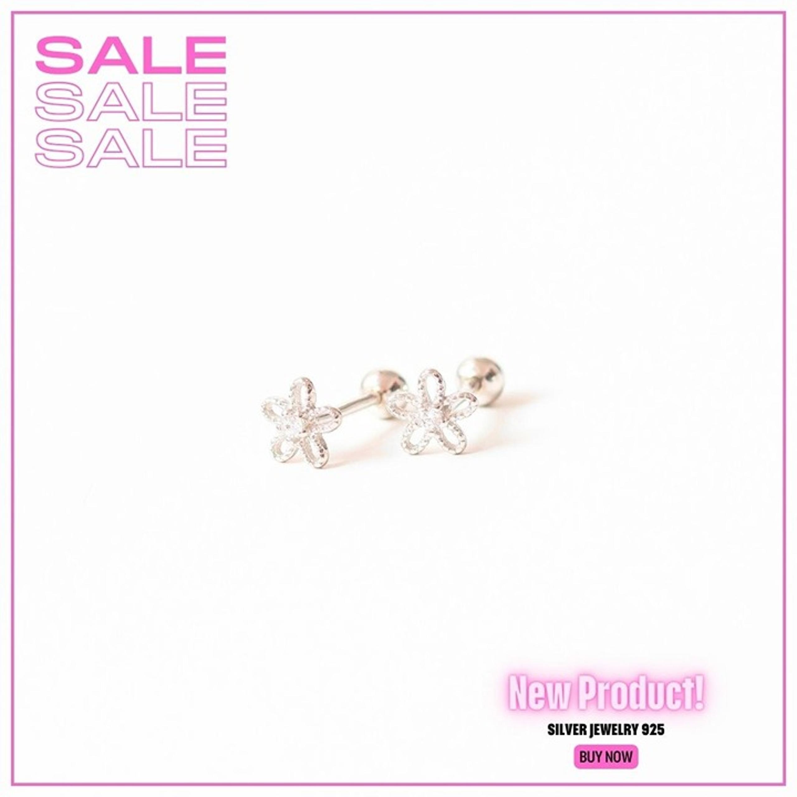 925 Silver Earrings glued with rhodium plating for women