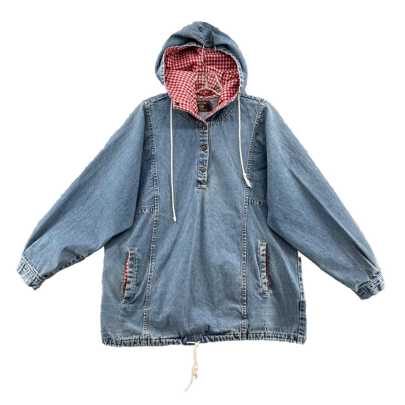Vintage Texwood Denim Jacket Womens Medium Blue Jean Western Cowgirl Y2k Henley