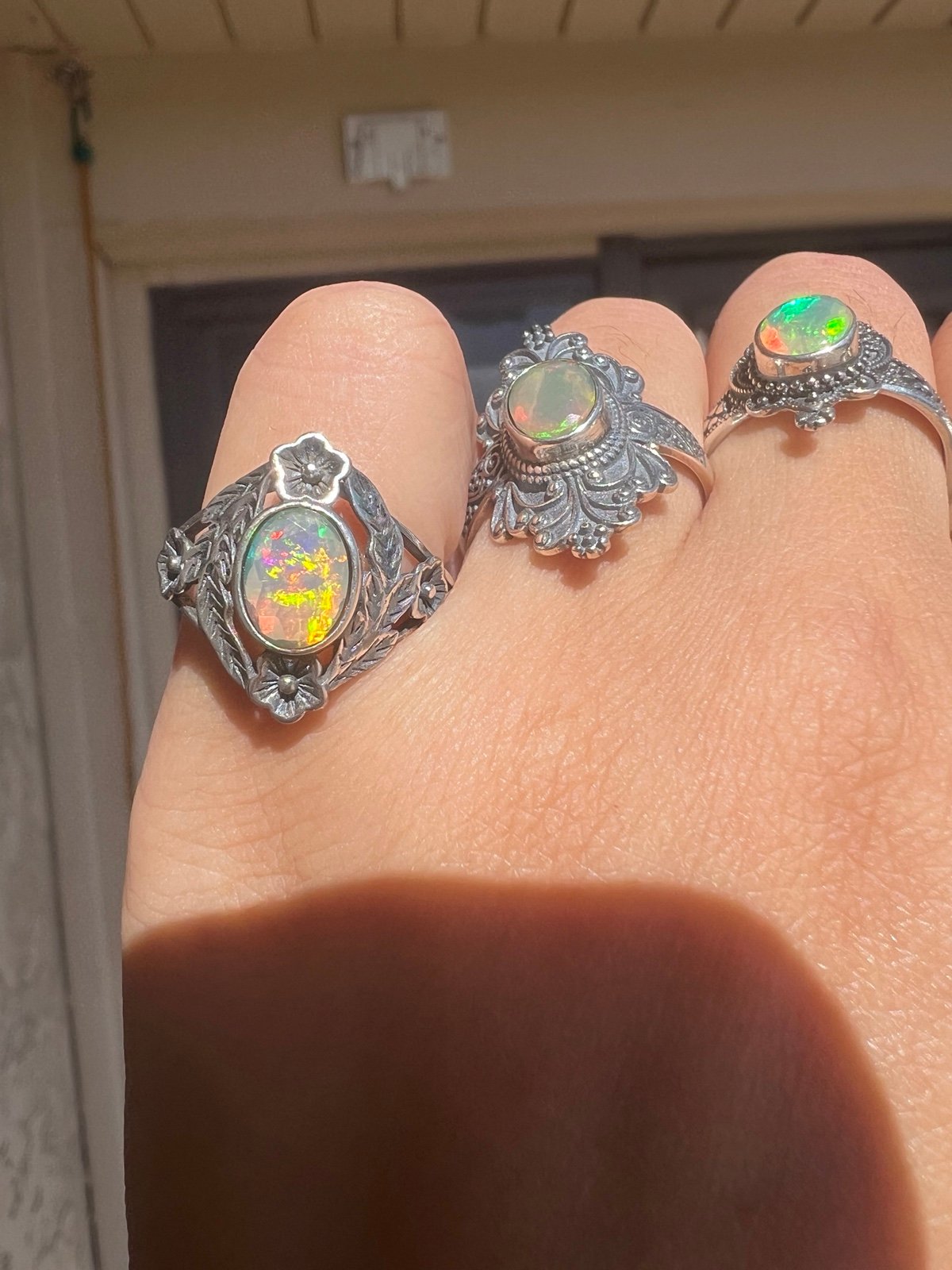 Ethiopian opal rings