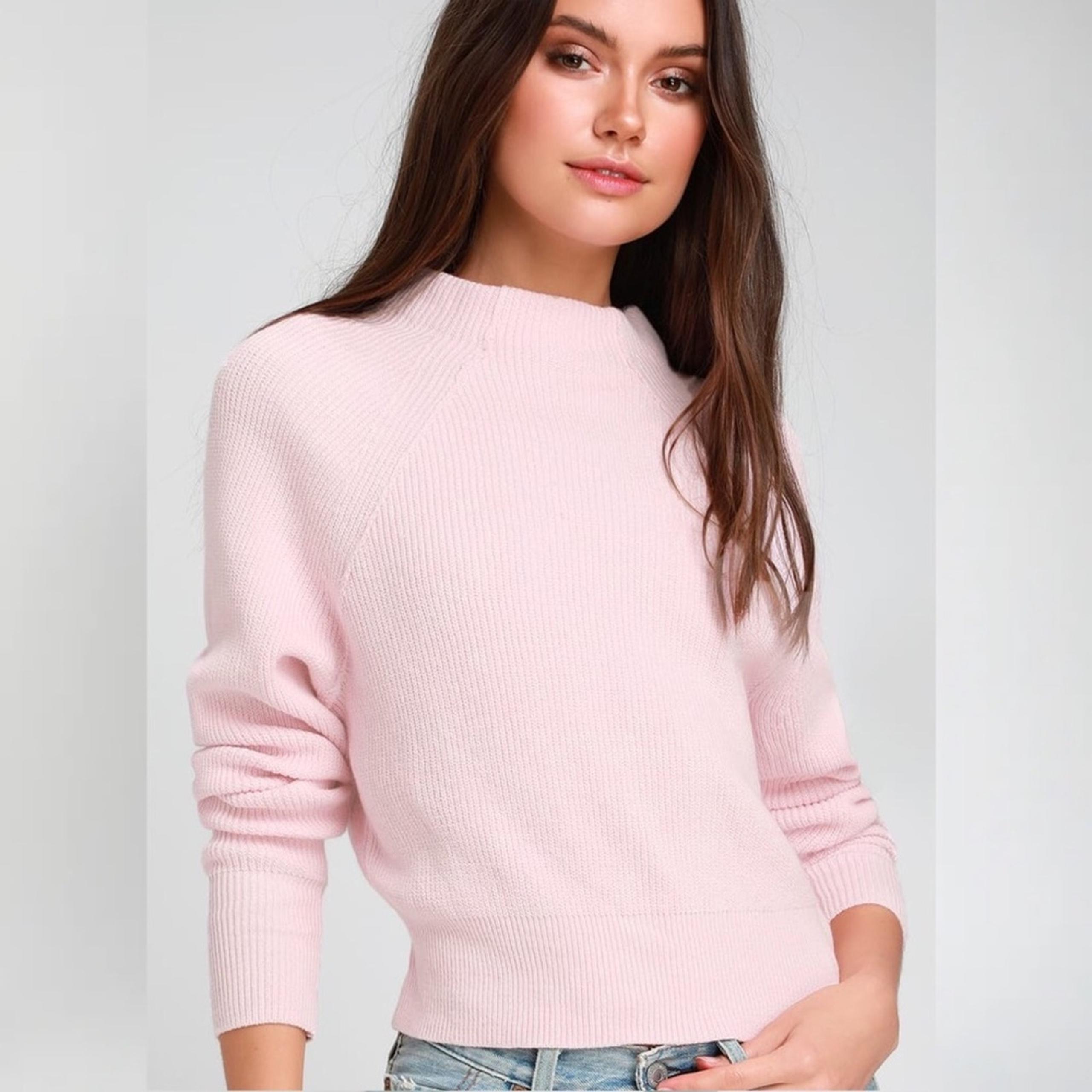 FREE PEOPLE Too Good Mock-Neck Sweater Marled Pink Women’s Size XS