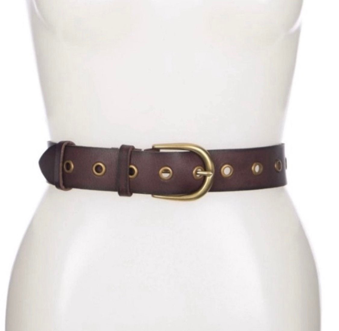 NWT Brown Frye Grommet Leather Belt MEDIUM
