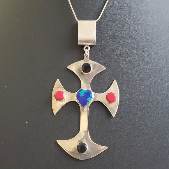 Sterling Silver 925 Goliath Cross Pendant Necklace