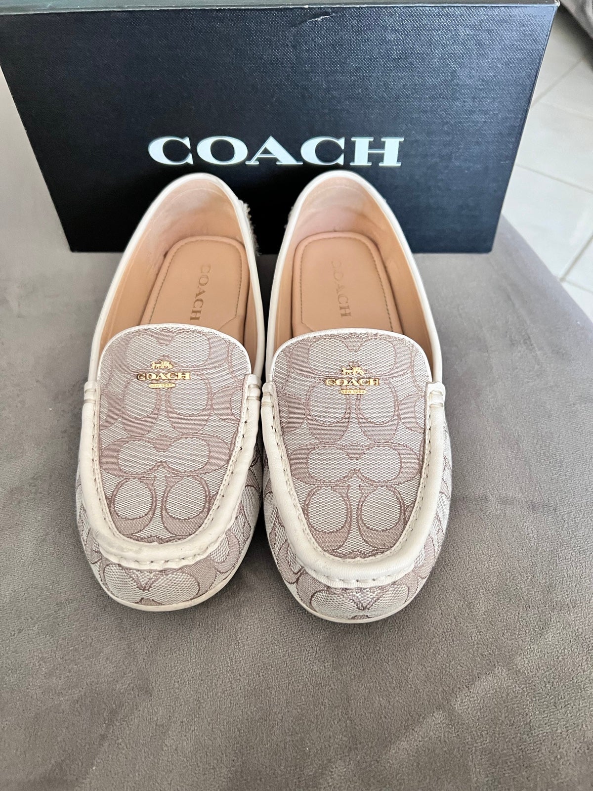 Authentic! Coach beige & brown slip-on shoes