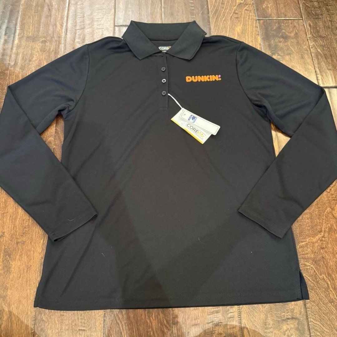Dunkin’ Donuts Employee Uniform Black Long Sleeve Polo size Medium NWT Women’s