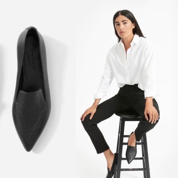 EVERLANE Women s Black Leather Loafer Boss Flats Sz 6 Flats