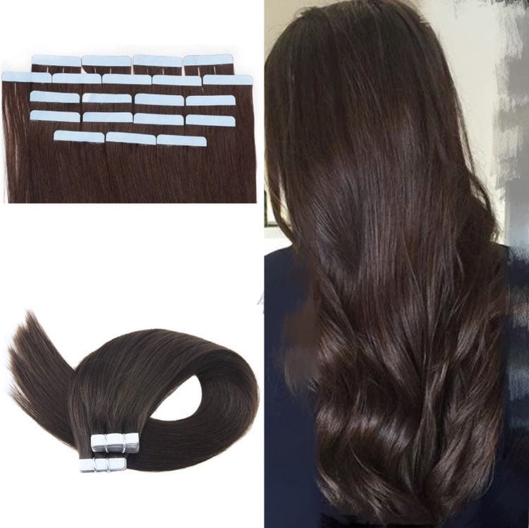 hair extensions tape in Brown
