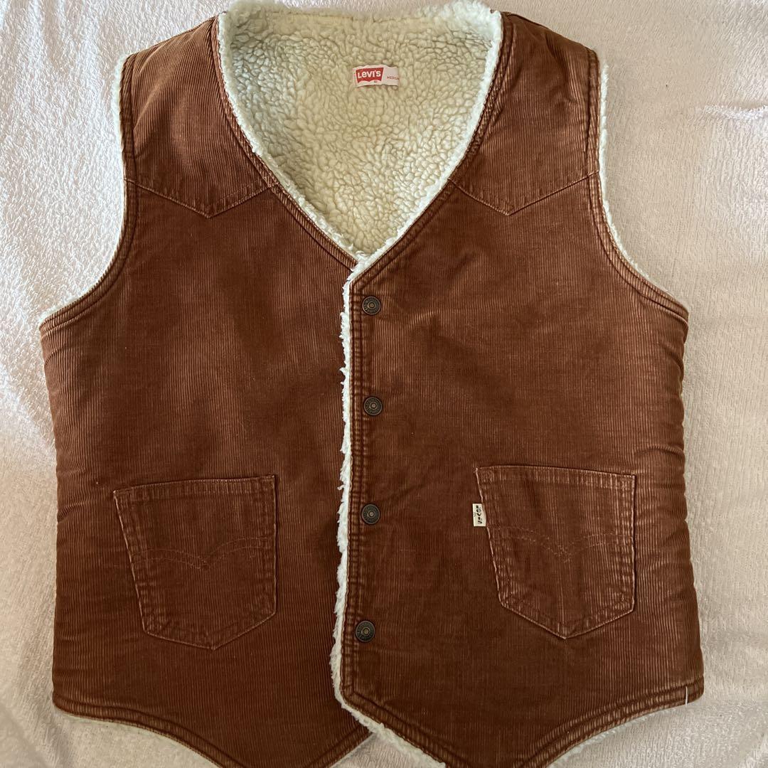 70s Levi's Corduroy Brown Boa Vest Size M