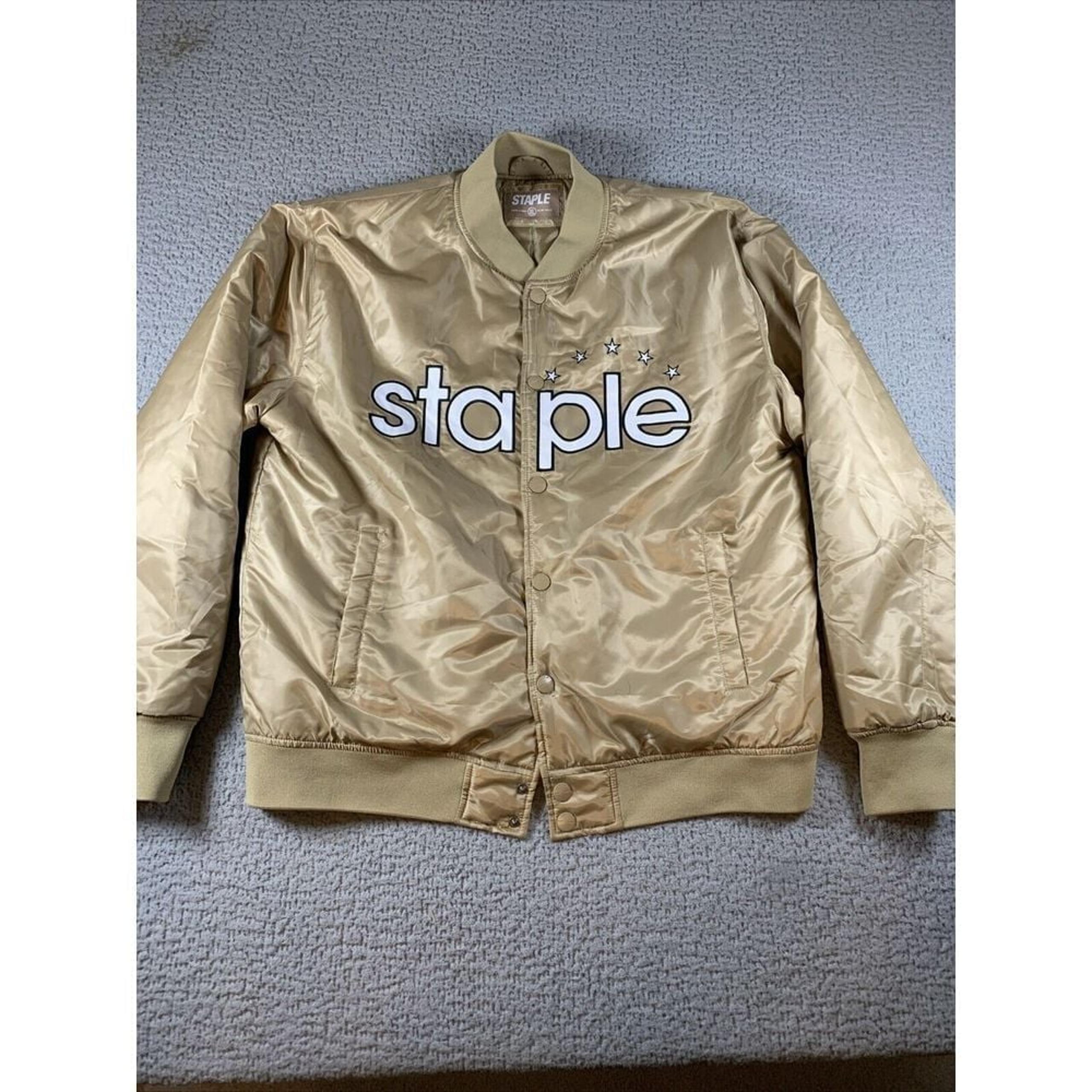 Staple Pigeon Bomber Jacket Grey Gold Logo XL X-Large Mens
