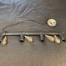 4 head water pipe industrial pendant light eith edison bulbs