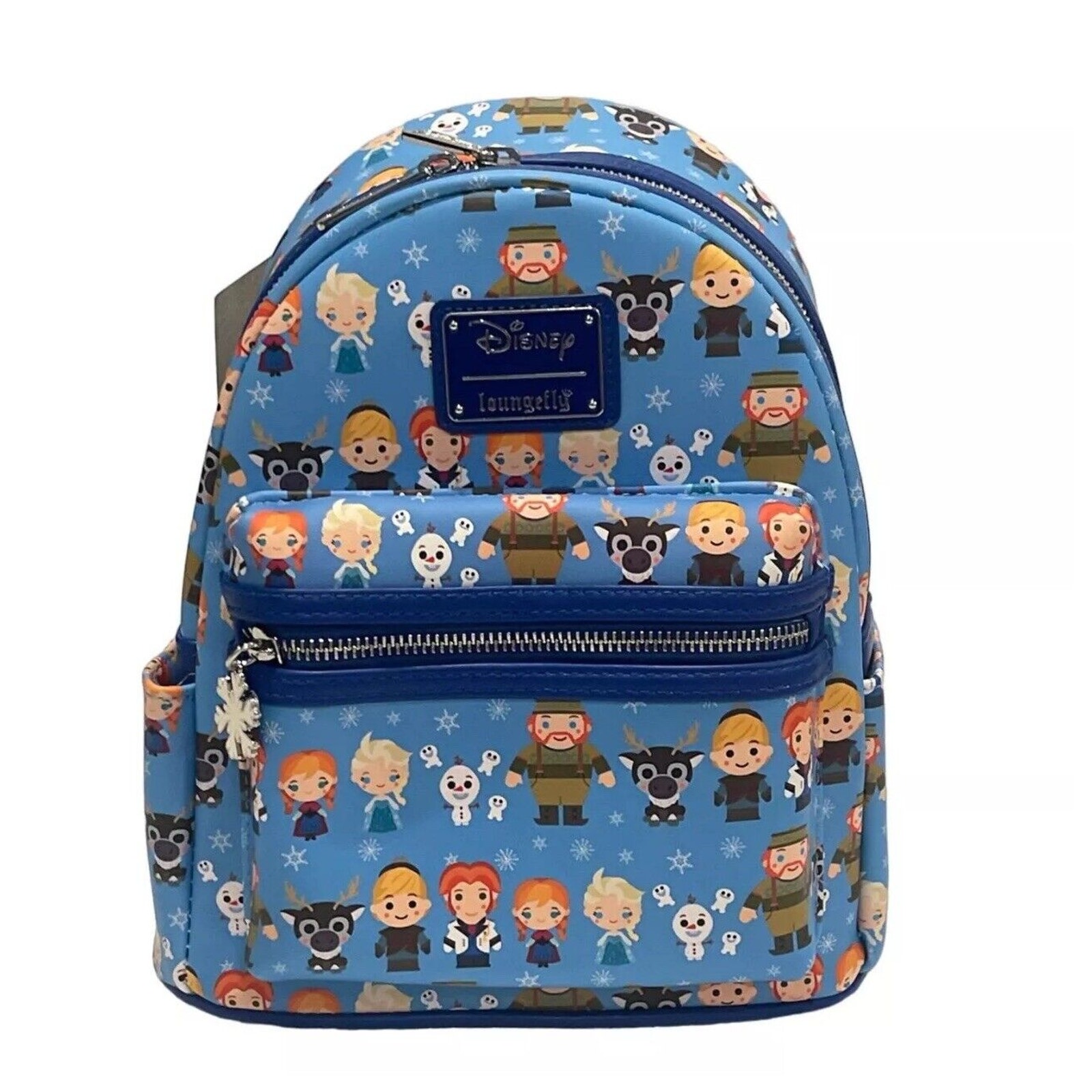 Loungefly Disney Frozen Chibi Mini Backpack Elsa Anna Olaf Blue Bag NEW