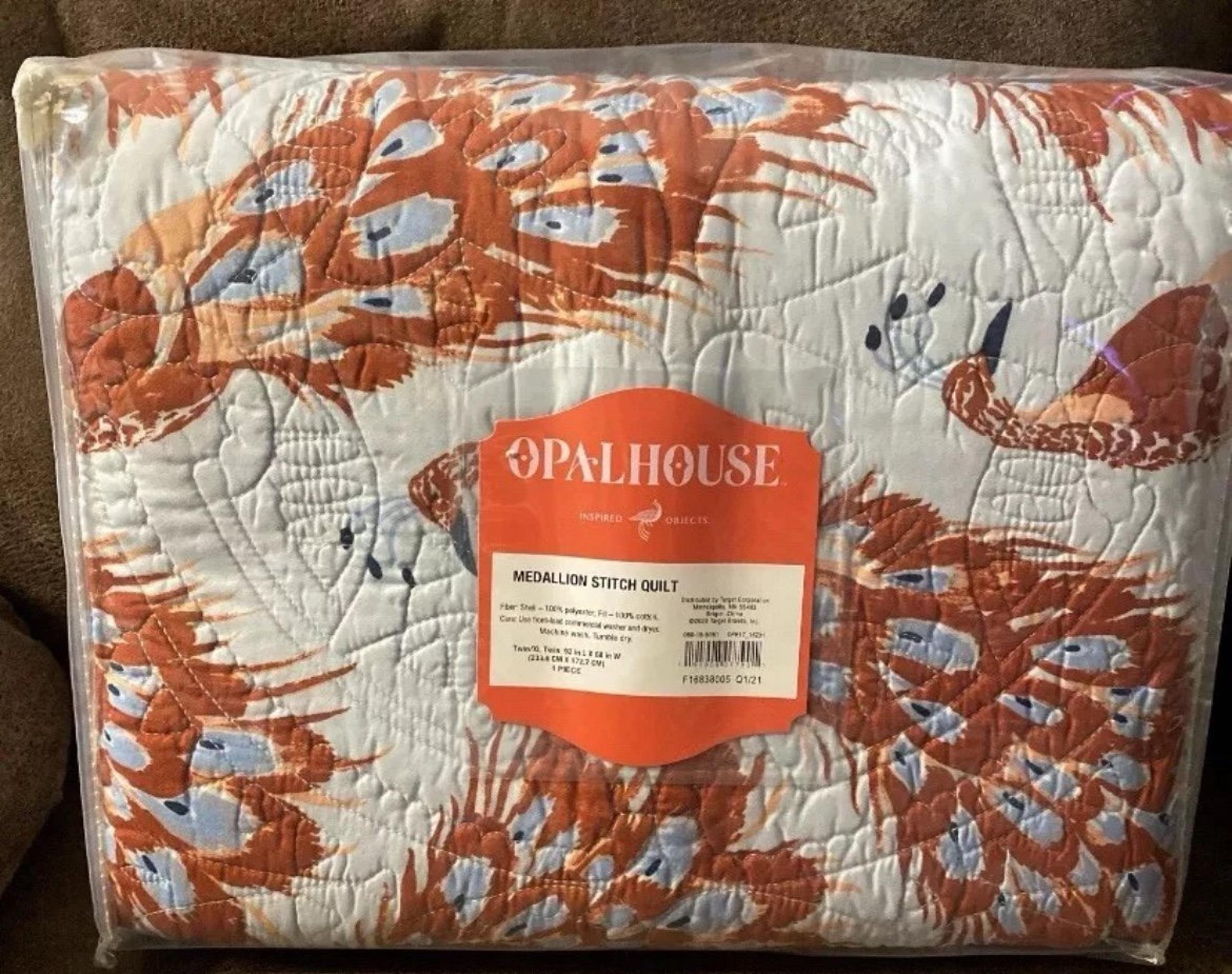 NWT Opalhouse Medallion Stitch Quilt Twin/XL Twin Peacock QUILT ONLY Blue Red