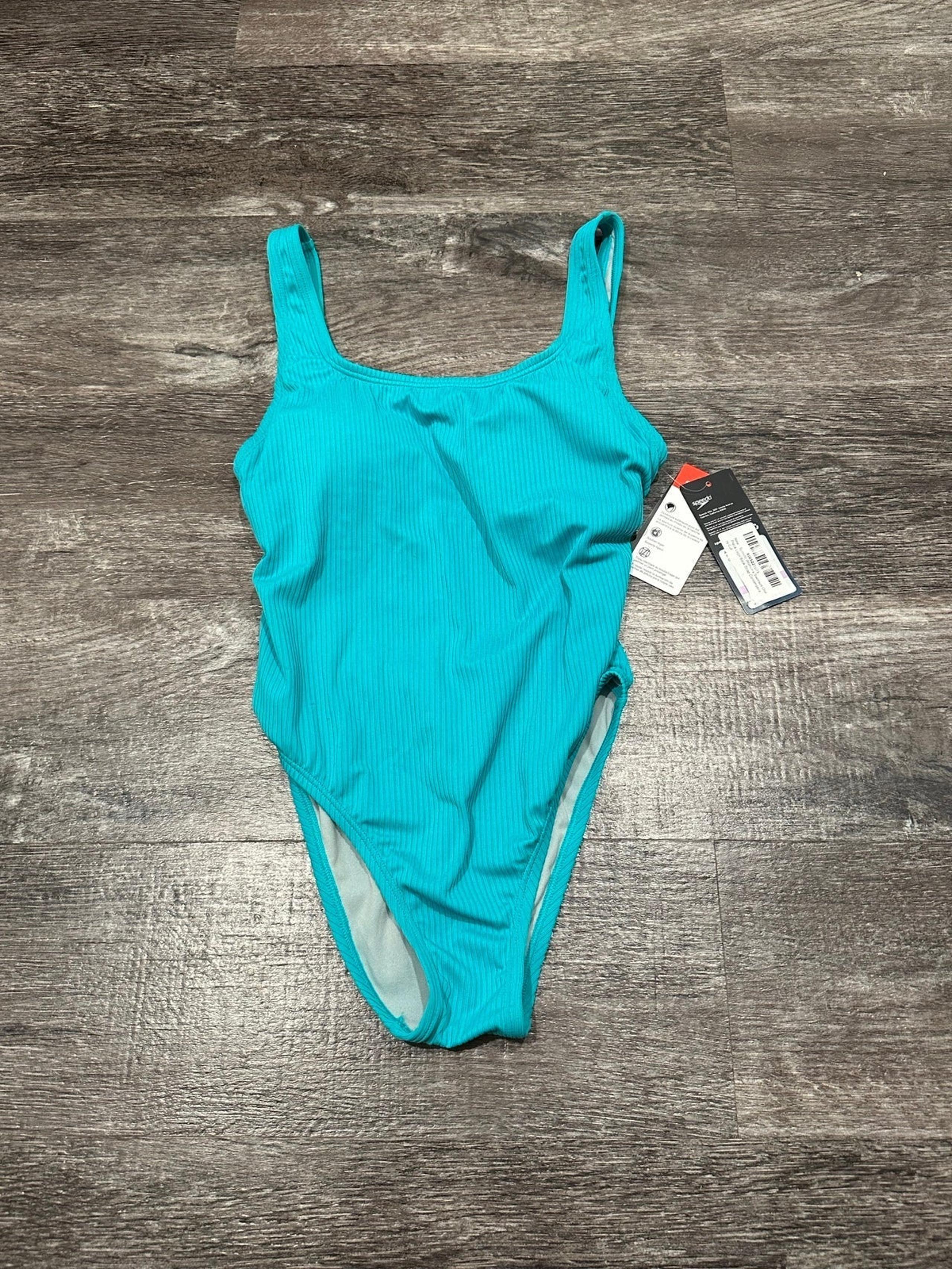 Speedo Women's Swimsuit One Piece Logo Back Strap Contemporary Cut size 6