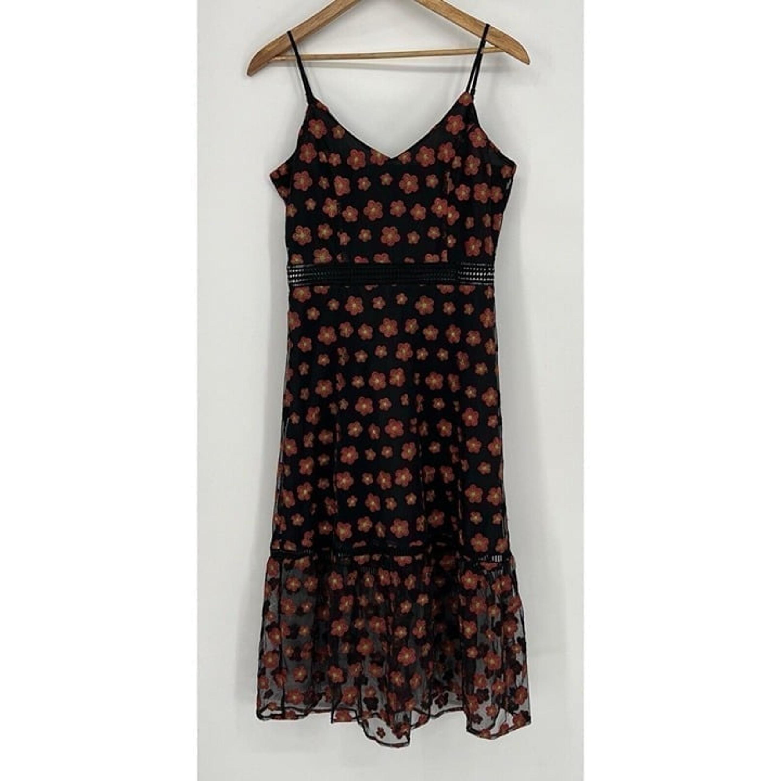 Jack by BB Dakota Dress Magic Hour Embroidered Floral Mesh Midi Women’s Size 4