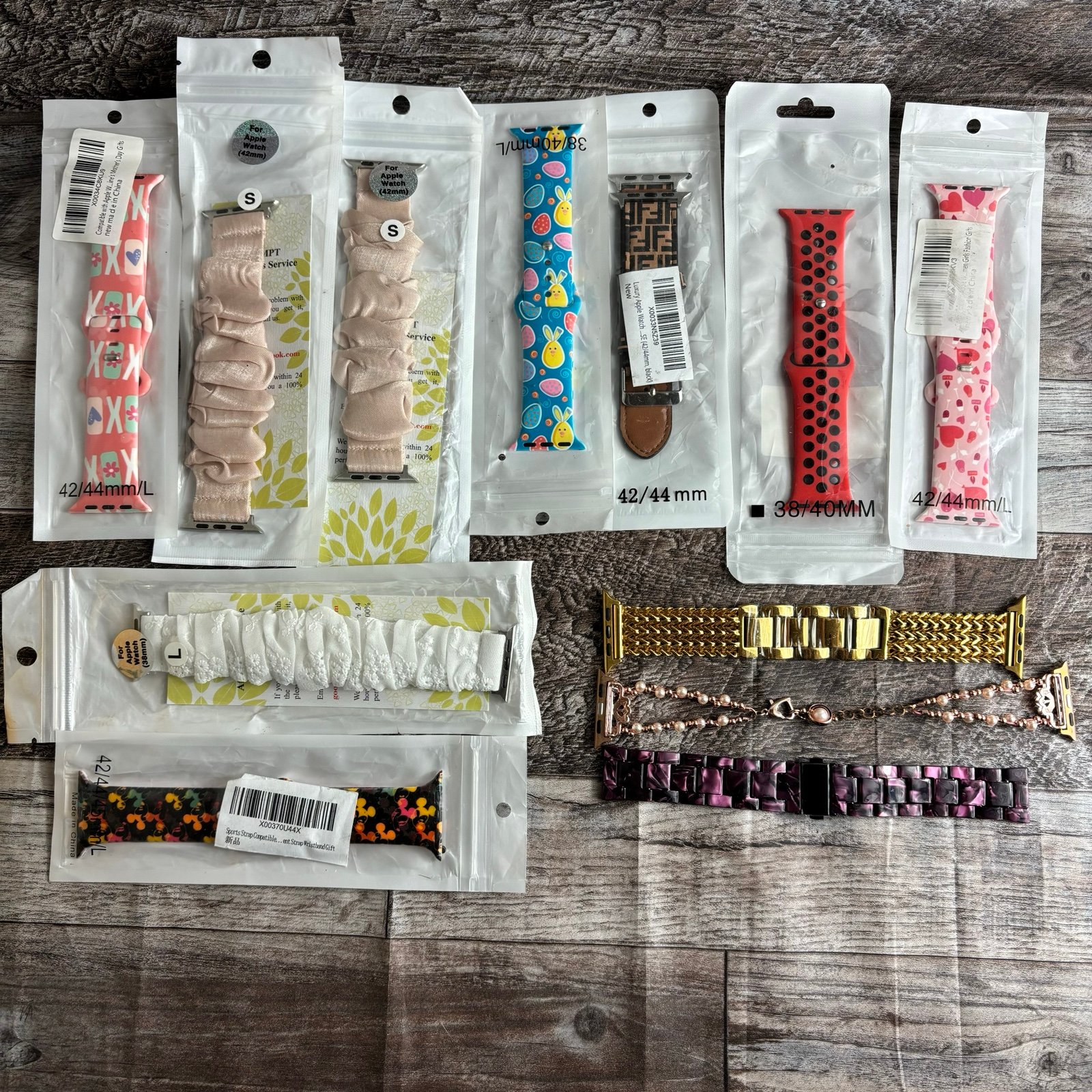 Lot Of 12 Apple Watch Bands Mickey Hearts Easter White Fabric