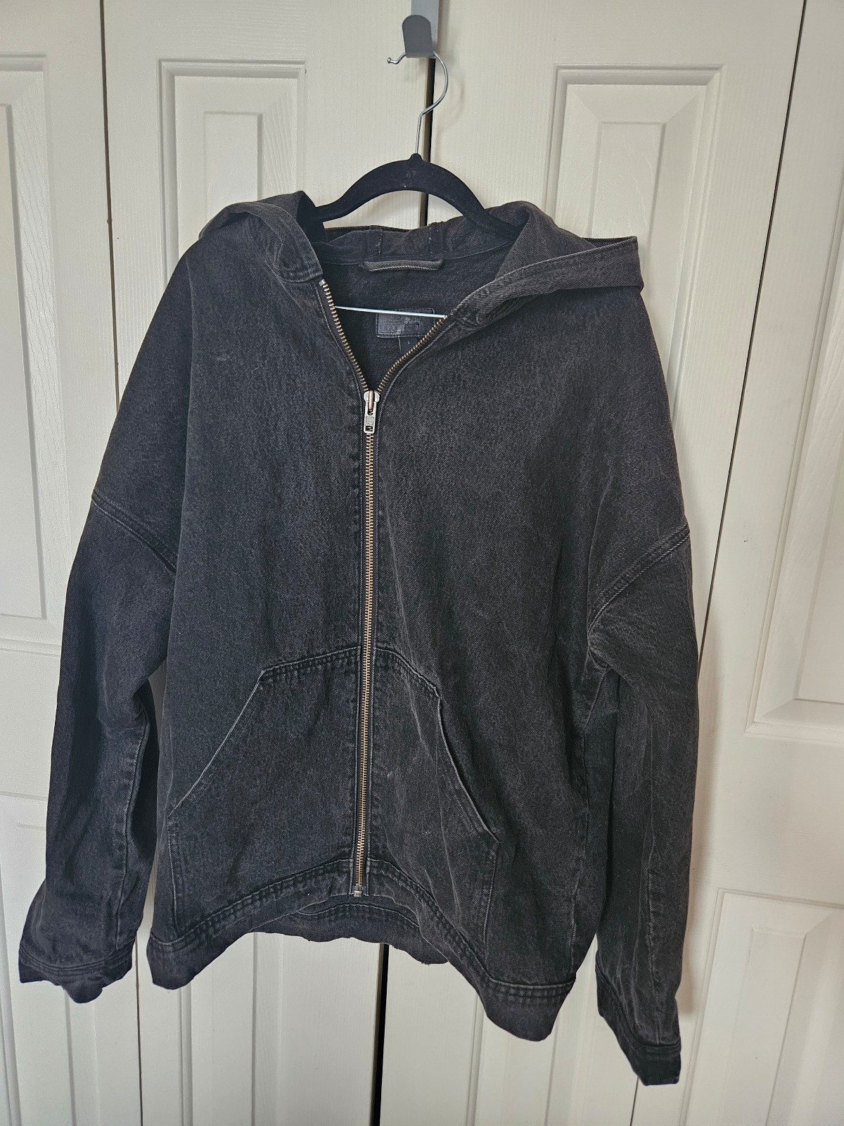 Asos denim detroit style jacket washed black full zip L