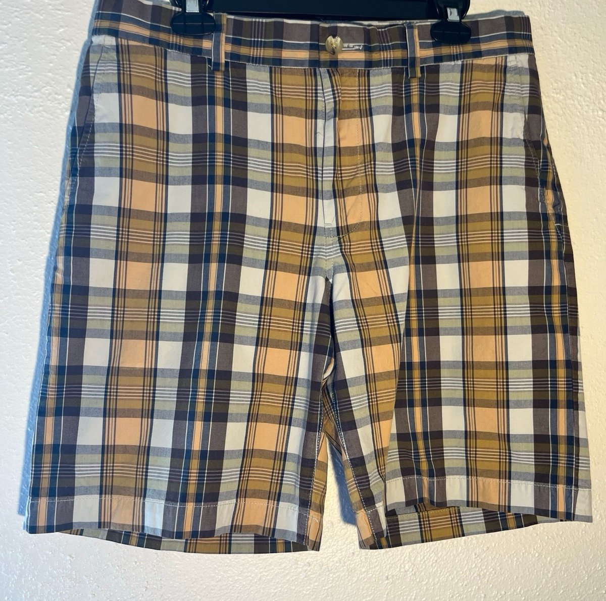 Banana Republic Mens Size 33 Mid Rise Cotton Plaid Preppy Shorts