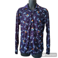 Mens vintage 70s nylon disco shirt large
