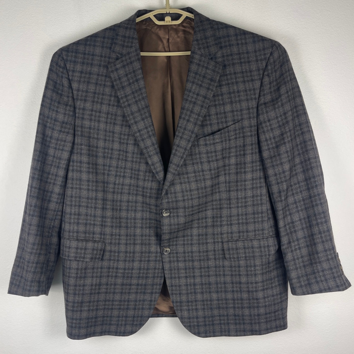 Jack Victor Blazer Mens 48 R Brown Black Plaid Gibson 2 Button Lined Sports Coat