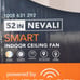 NEVALI 52 WHITE SMART WiFi CEILING FAN W/ REMOTE HUNSPACE COLOR CHANGING LED LI