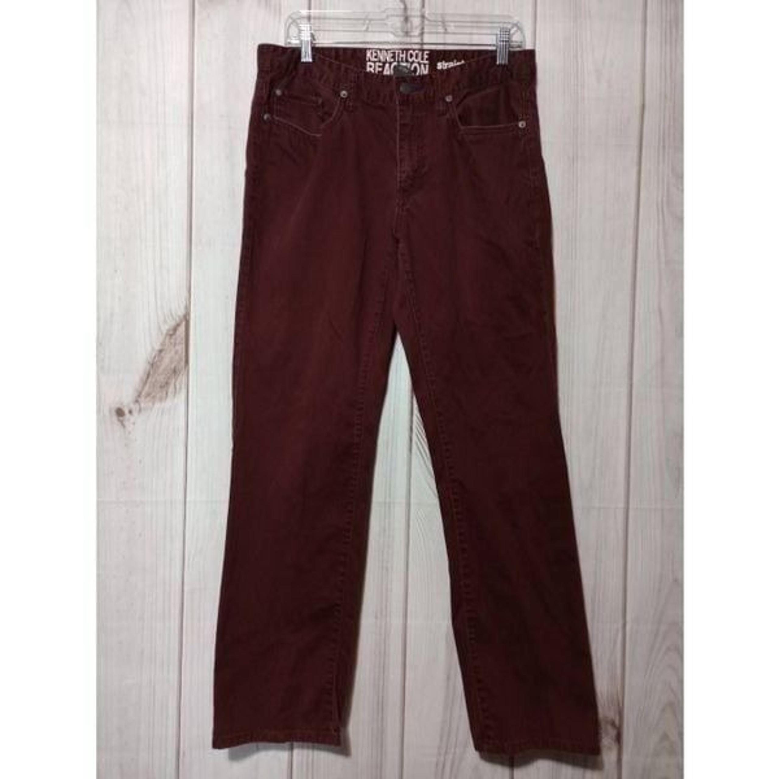 Kenneth Cole Reaction Pants Men's 32 30 Straight Leg Maroon khaki's