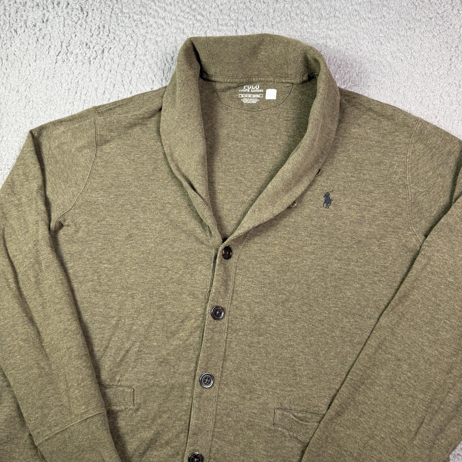 Polo Ralph Lauren Sweater Mens XL Green Cardigan Shawl Collar Cowl Neck RRL