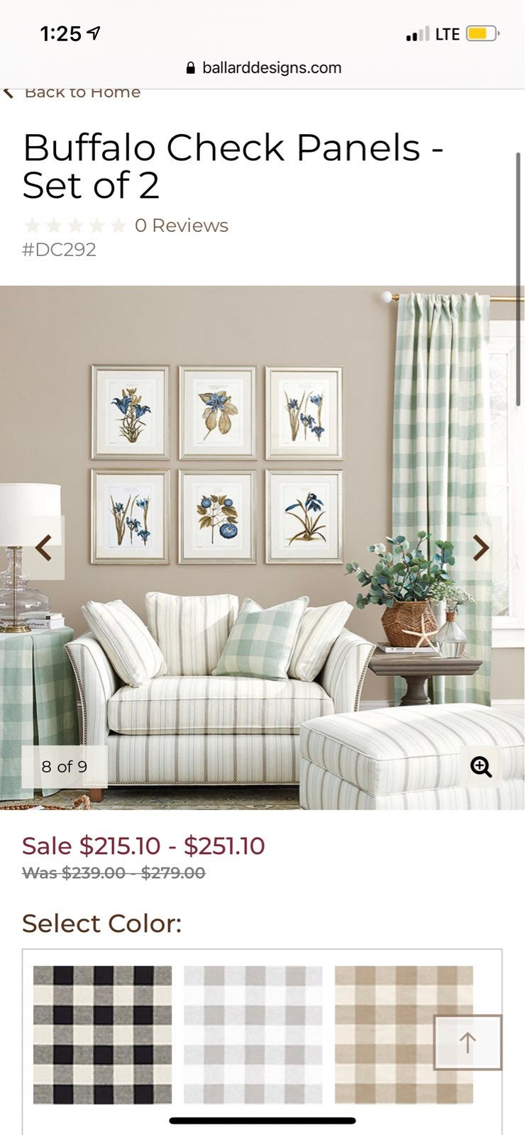 Ballards buffalo check curtains set of 2 panels