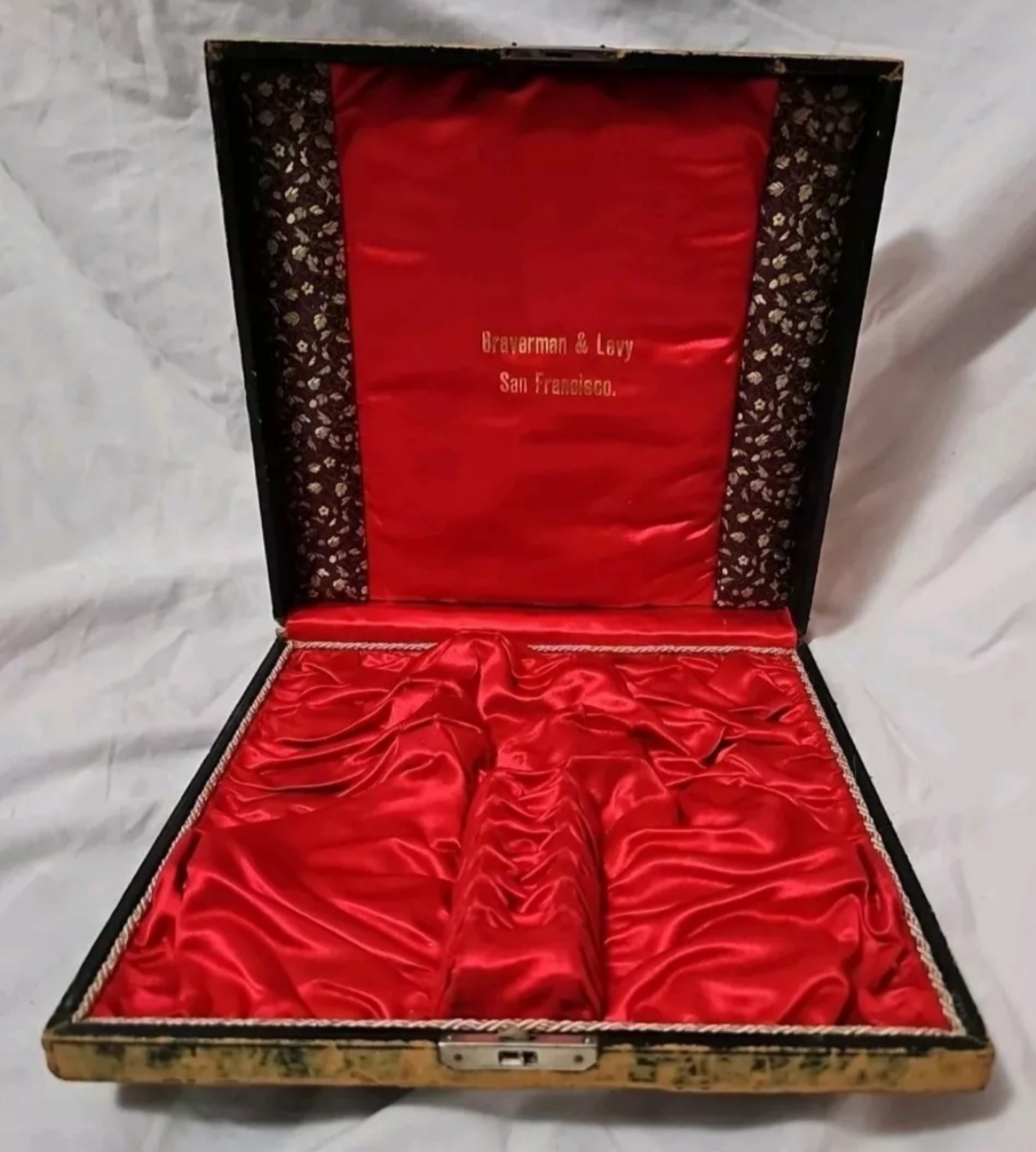 1860s Civil War Era Braverman & Levy San Francisco Silver Silk Lined Gilt Case