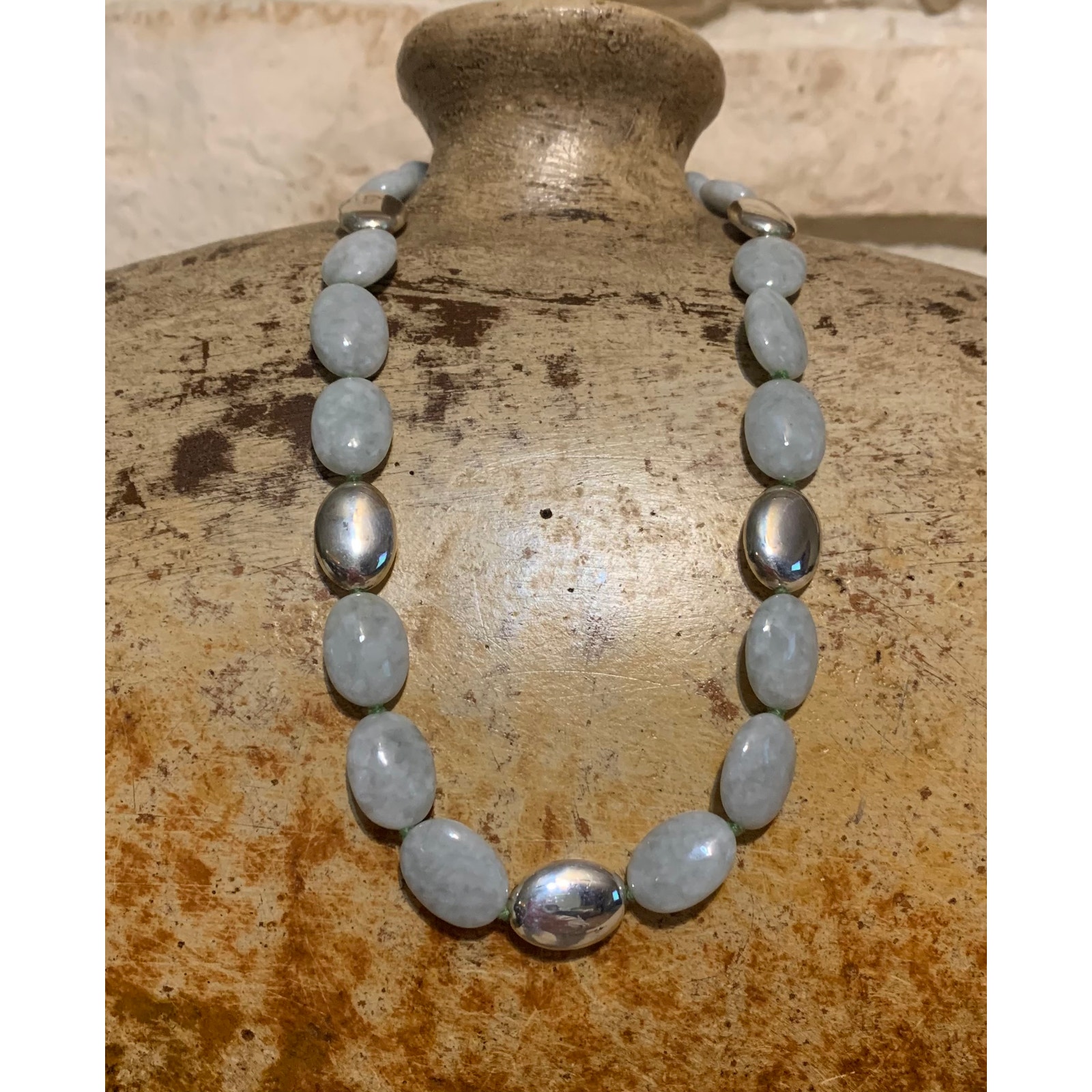 Jadeite Jade and Sterling Silver Necklace by GSJGSJ