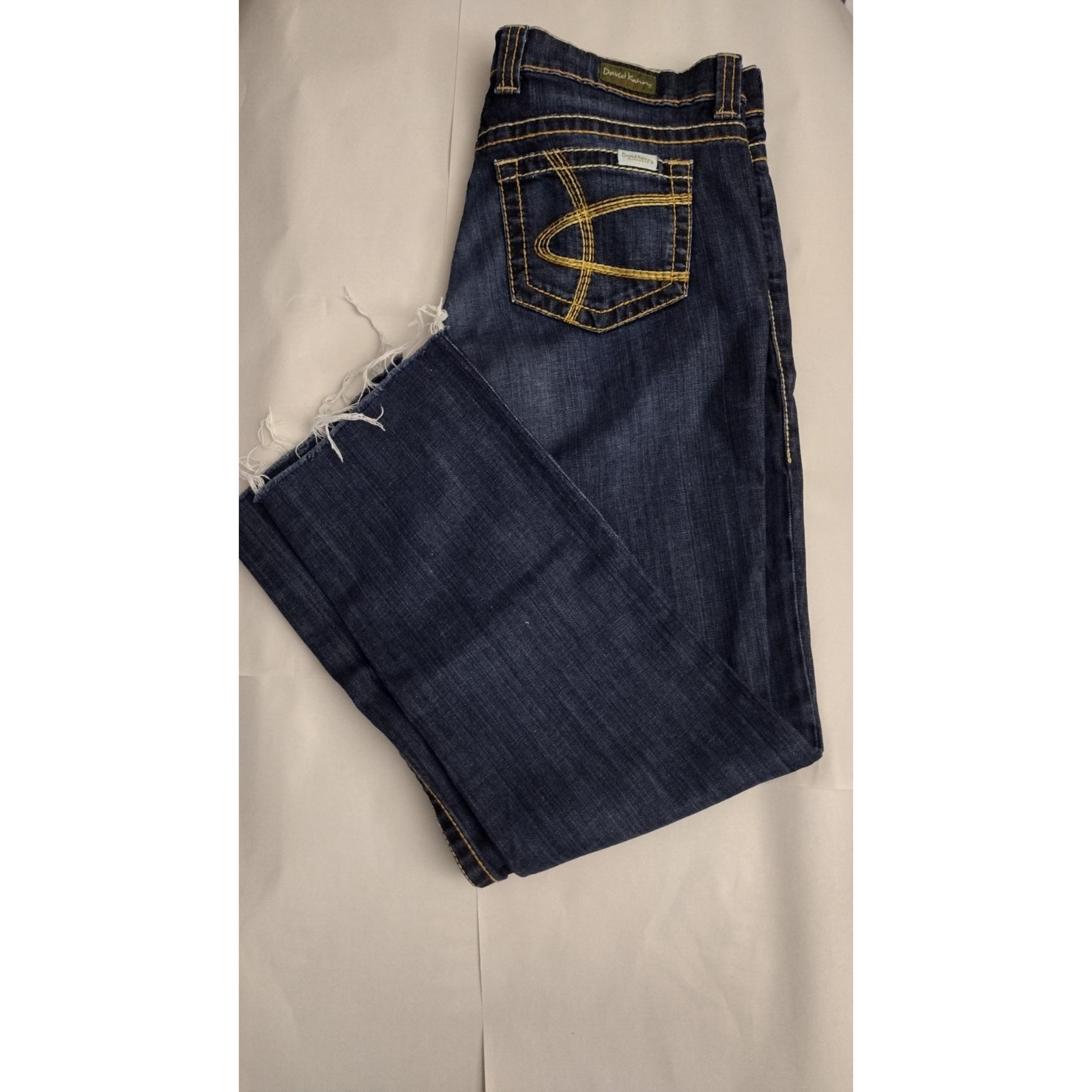 David Kahn Jeans Womens Denim Jeans Sz 31 Dark Wash Raw Hem Straight Leg