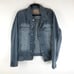 D'Eveste Mens Vintage Denim Jacket Retro Trucker Dark Wash Fading Blue L