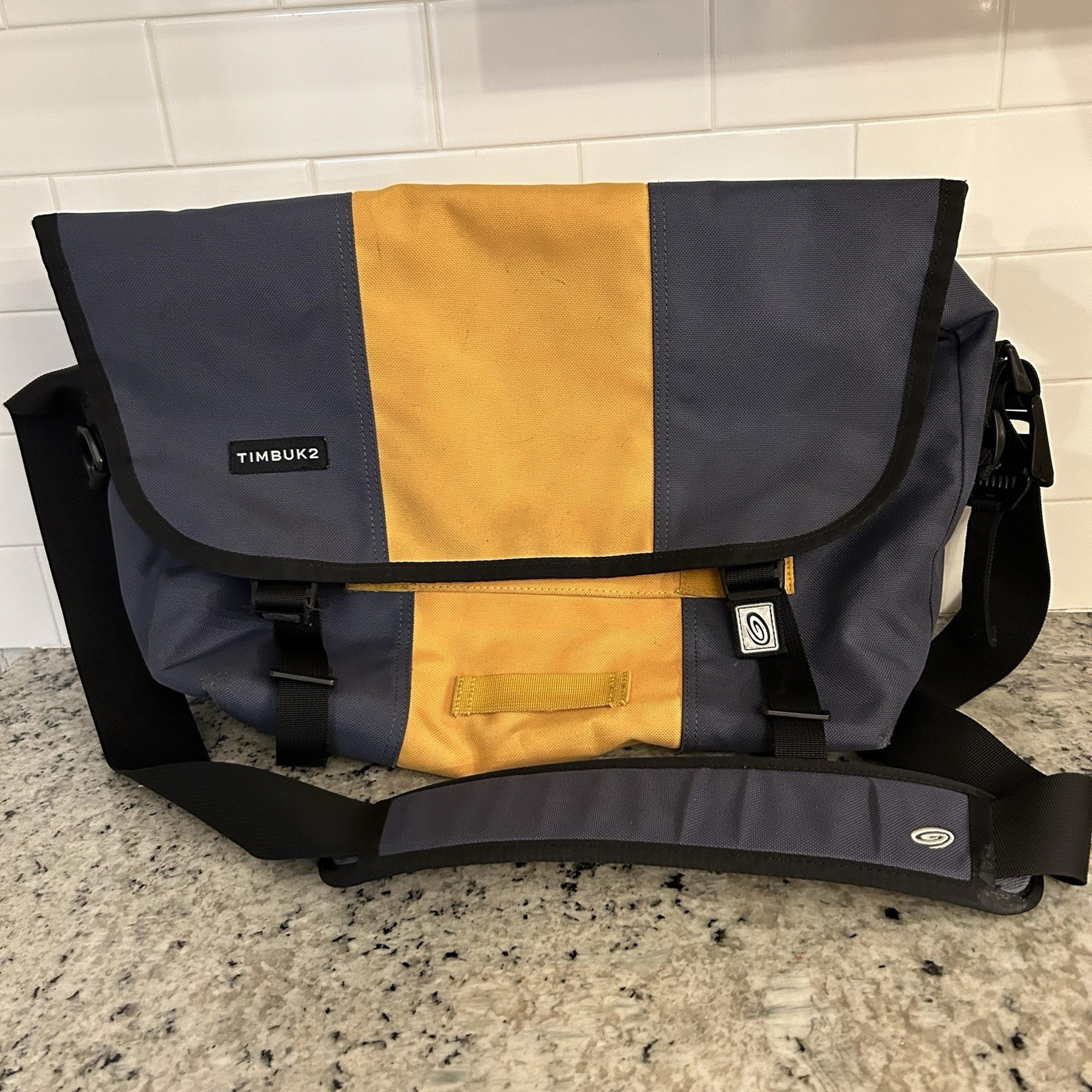 Timbuk2 Bike Messenger Shoulder Crossbody Laptop Commuter Bag Navy and Gold EUC