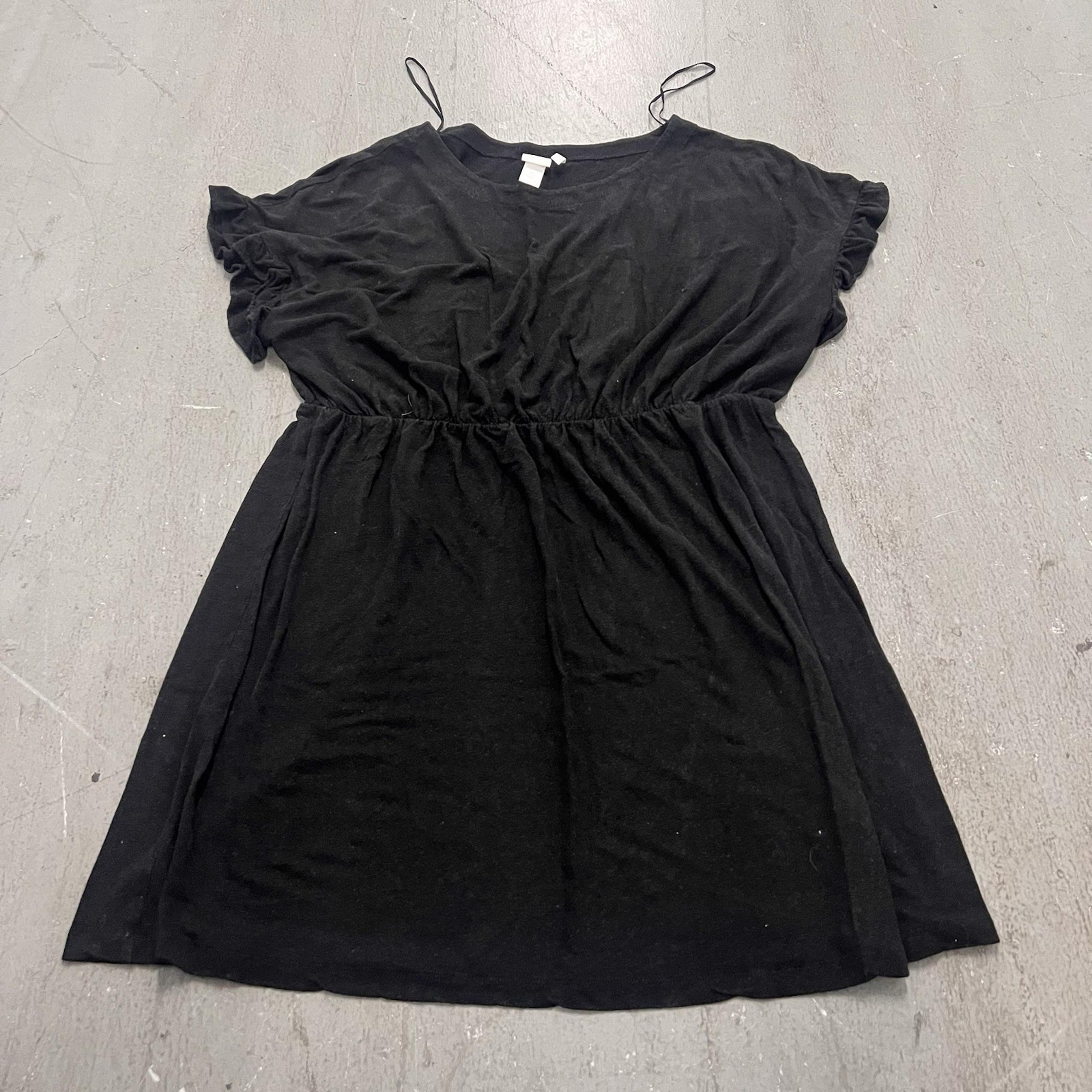 H&M Black Casual Dress Women's Size Large Short Sleeve Knee Length Stretchy