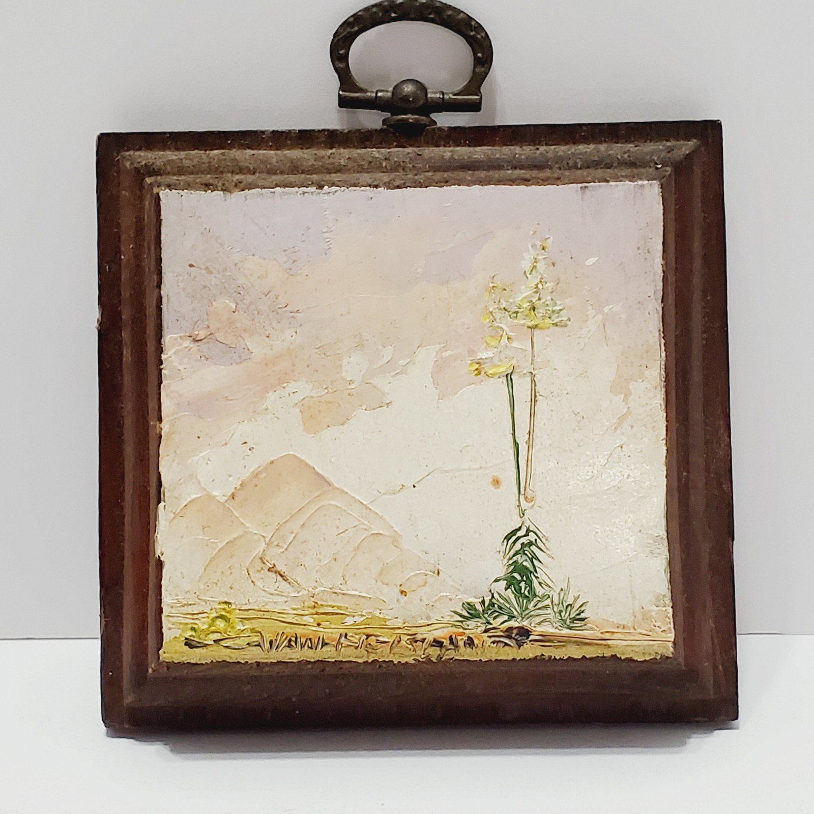 Original Oil Painting Artist: Van Holland Desert Mountain Scene Oil on Wood