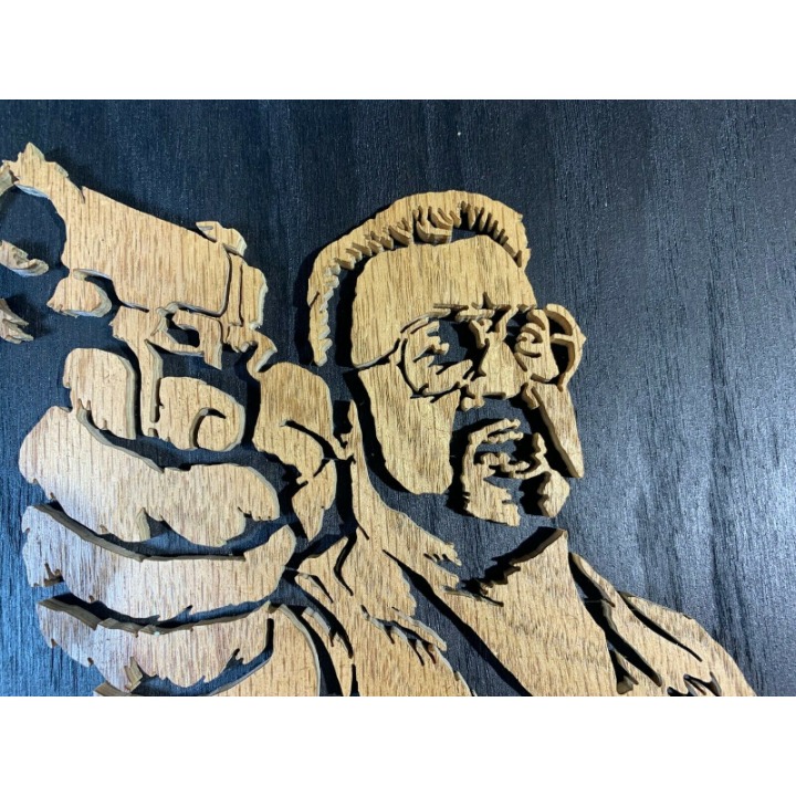 Detailed John Goodman Big Lebowski Scroll Saw Wood Art Ready To Hang Handmade