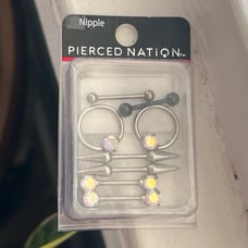 Spencer’s 3 Sets of Nipple Piercings Bars and Rings Body Jewelry