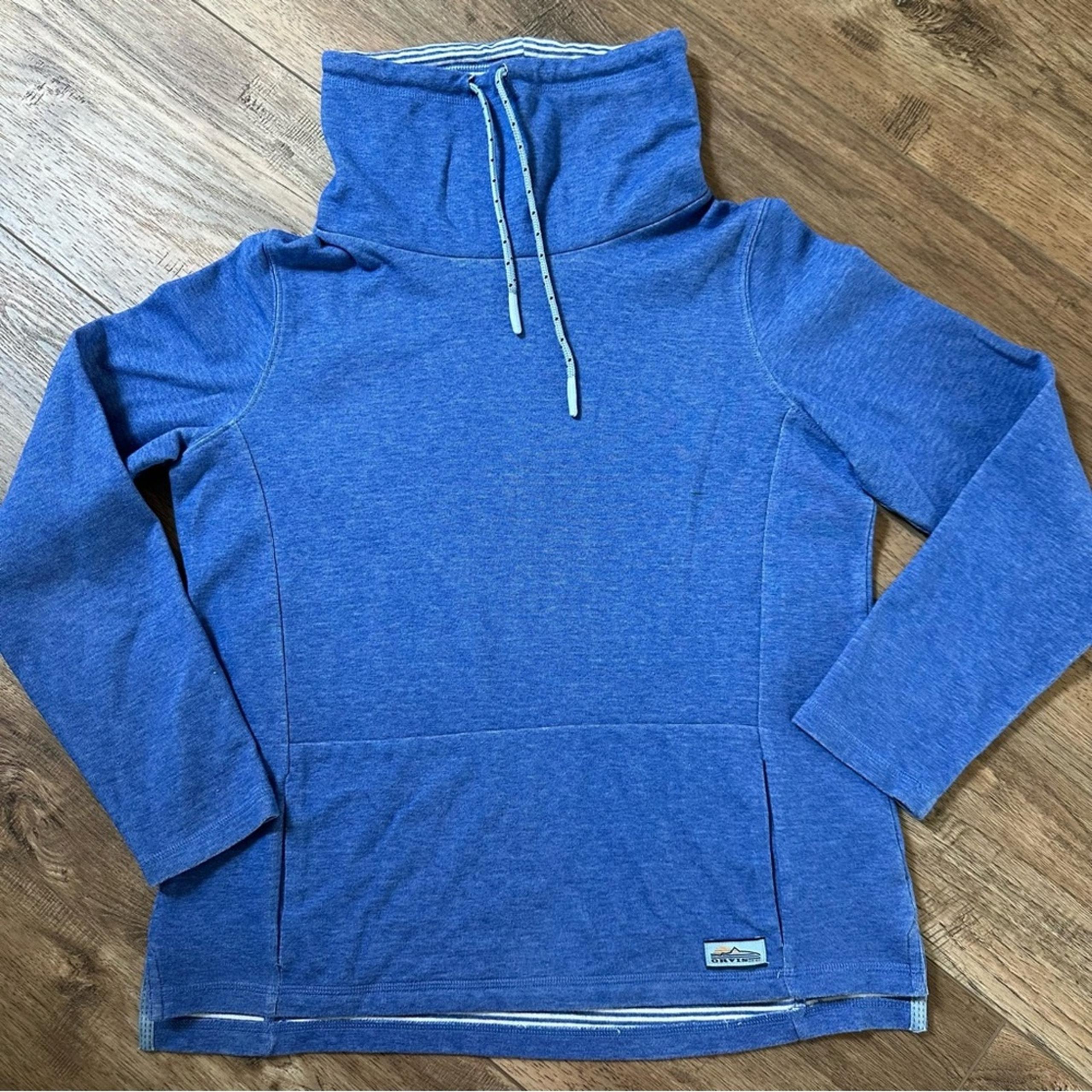 Orvis Women’s Cowl Neck Pullover Hoodie, Pocket, Blue, Lightweight, Small
