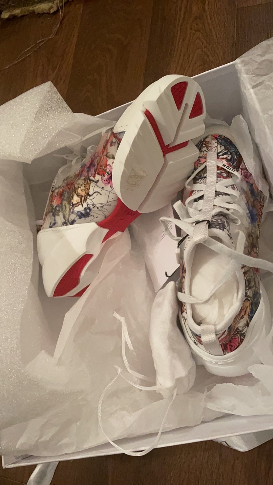 (Negotiable) Christian Dior white multi color fashion sneakers for women